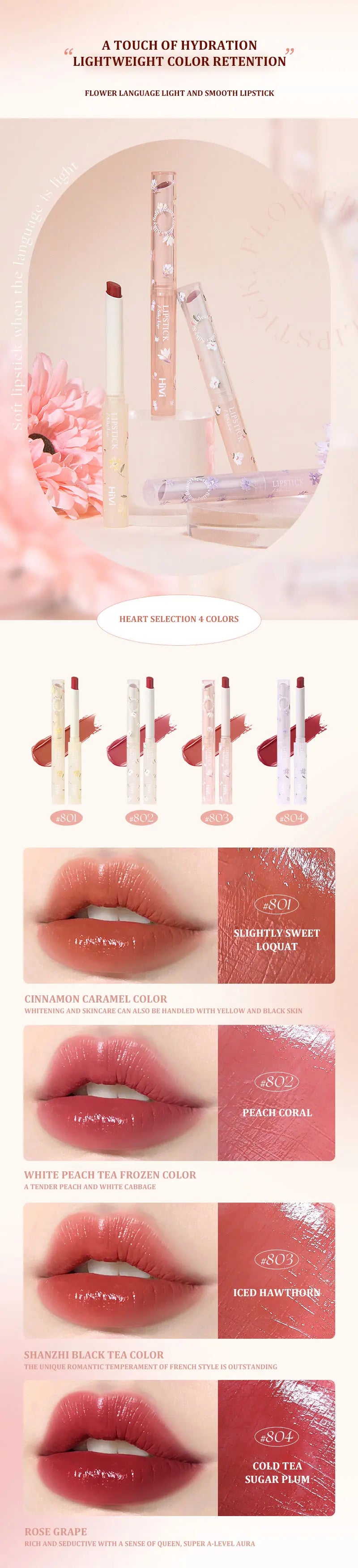 Lip Collection – 8 Long-Wear Lipsticks