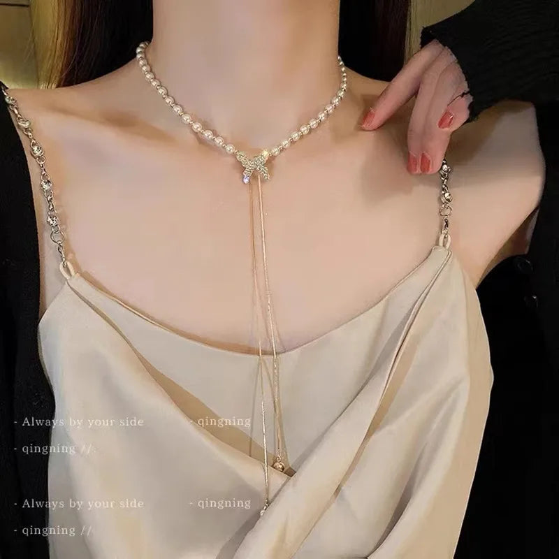 Pearl Choker Necklace – Gold Chain Statement Jewelry