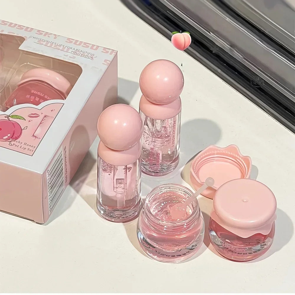 Moisturizing Lip Kit – Gloss & Lip Mask, Peach Flavor