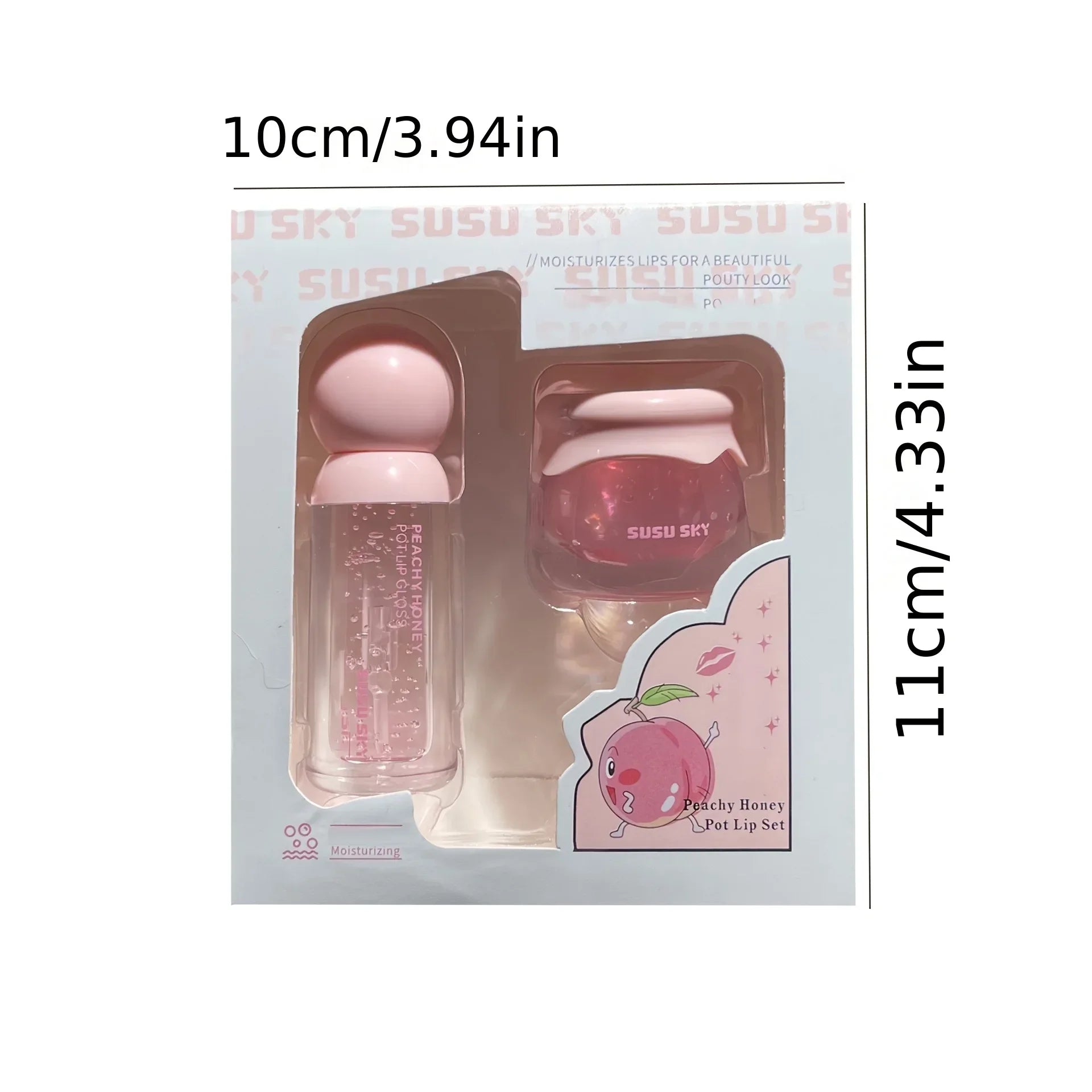 Moisturizing Lip Kit – Gloss & Lip Mask, Peach Flavor