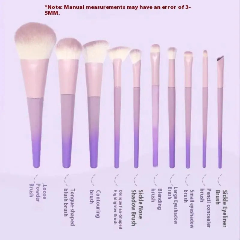 Professional Makeup Brush Kit – 10 Violet Brushes
