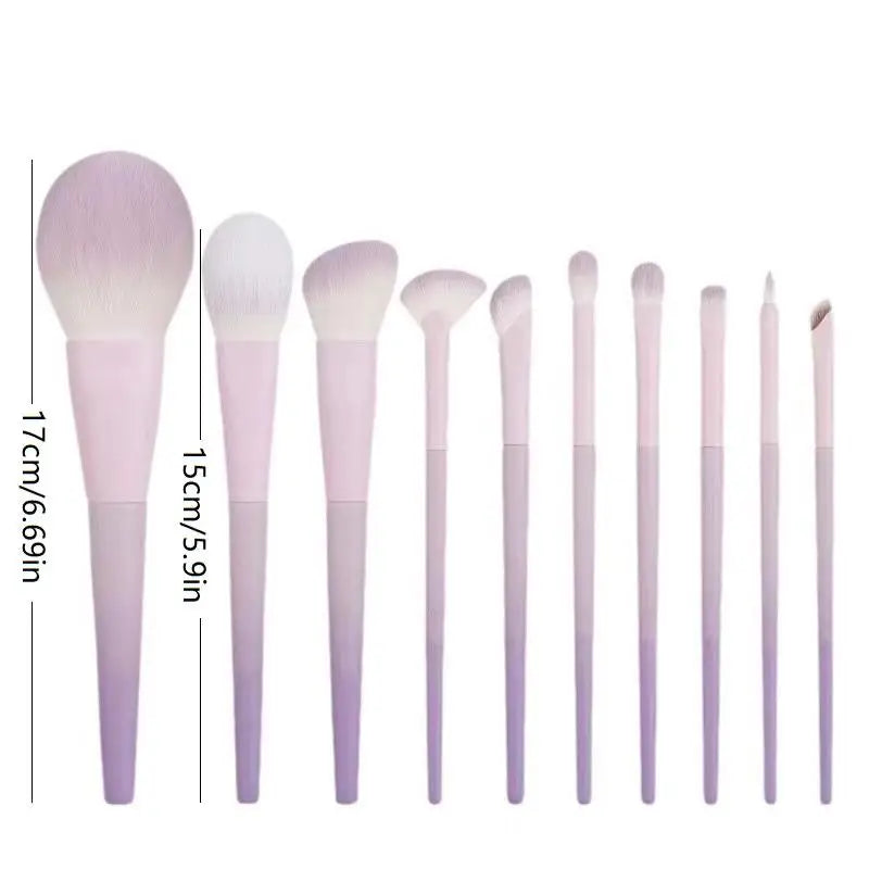 Professional Makeup Brush Kit – 10 Violet Brushes