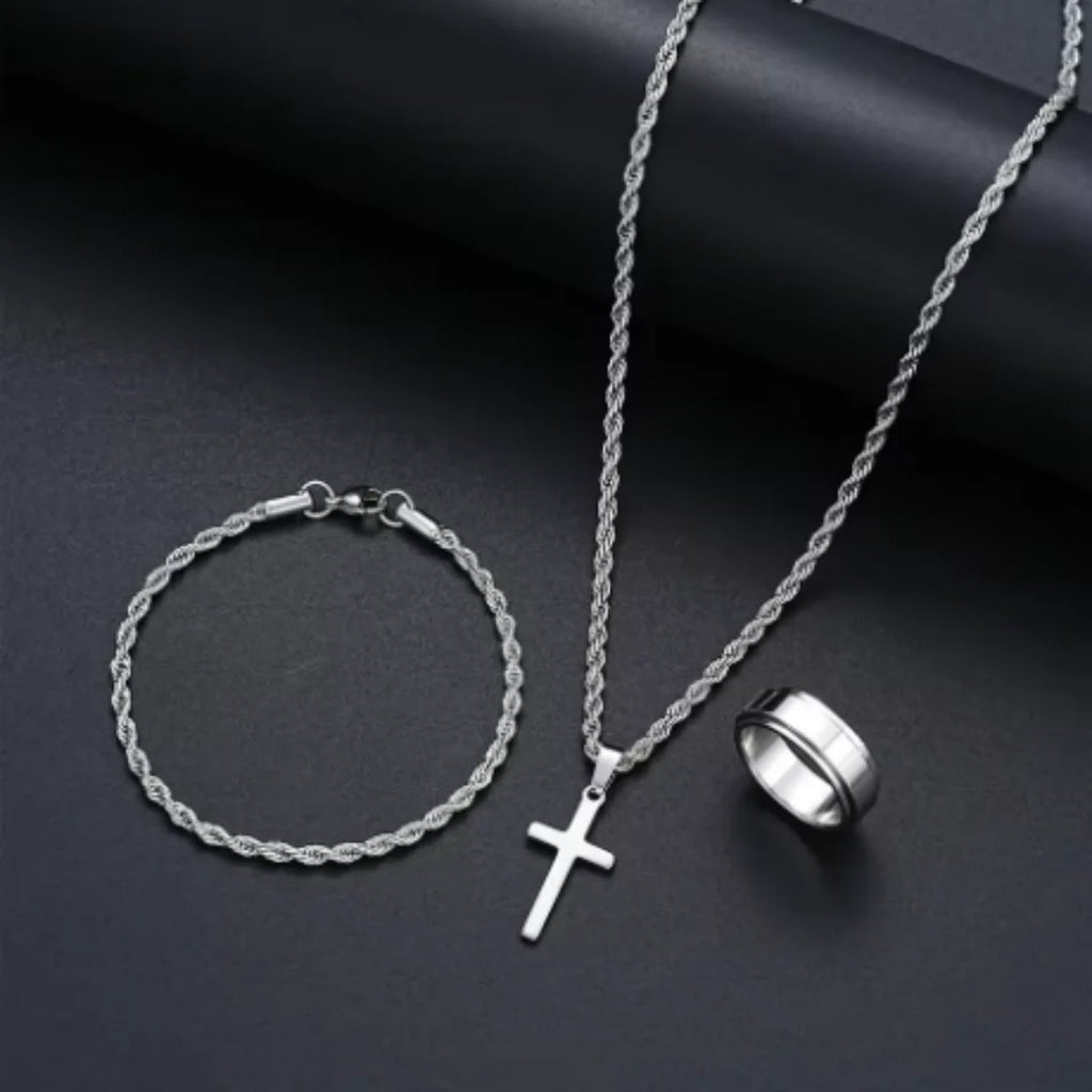 Unisex Jewelry Set – Cross Pendant & Bracelet