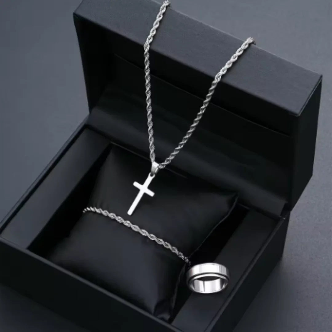 Unisex Jewelry Set – Cross Pendant & Bracelet