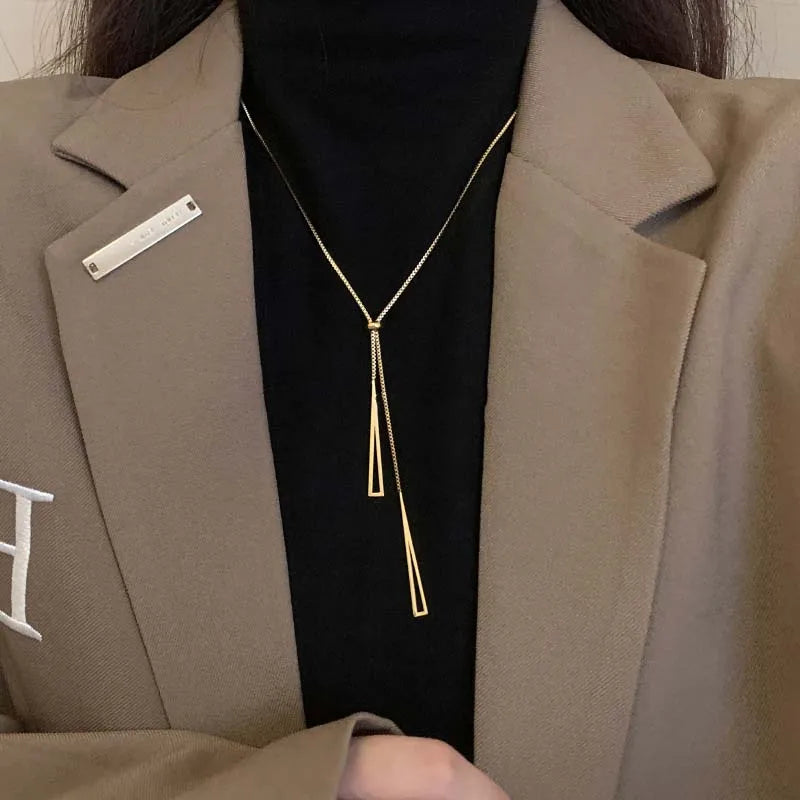 Long Pearl Pendant Necklace – Silver Adjustable Choker