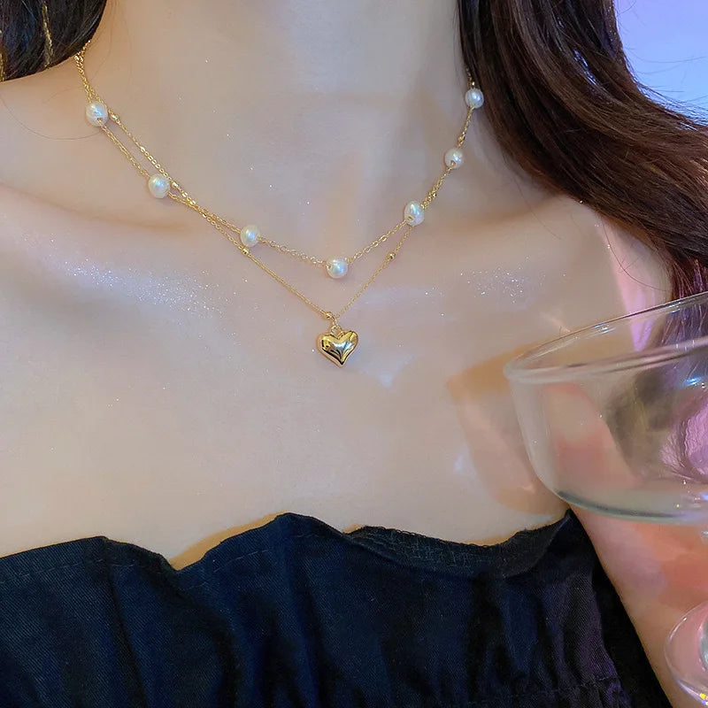 Pearl Choker Necklace – Gold Chain Statement Jewelry