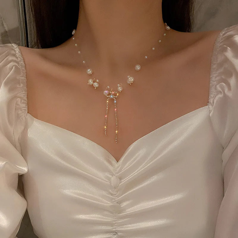 Pearl Choker Necklace – Gold Chain Statement Jewelry