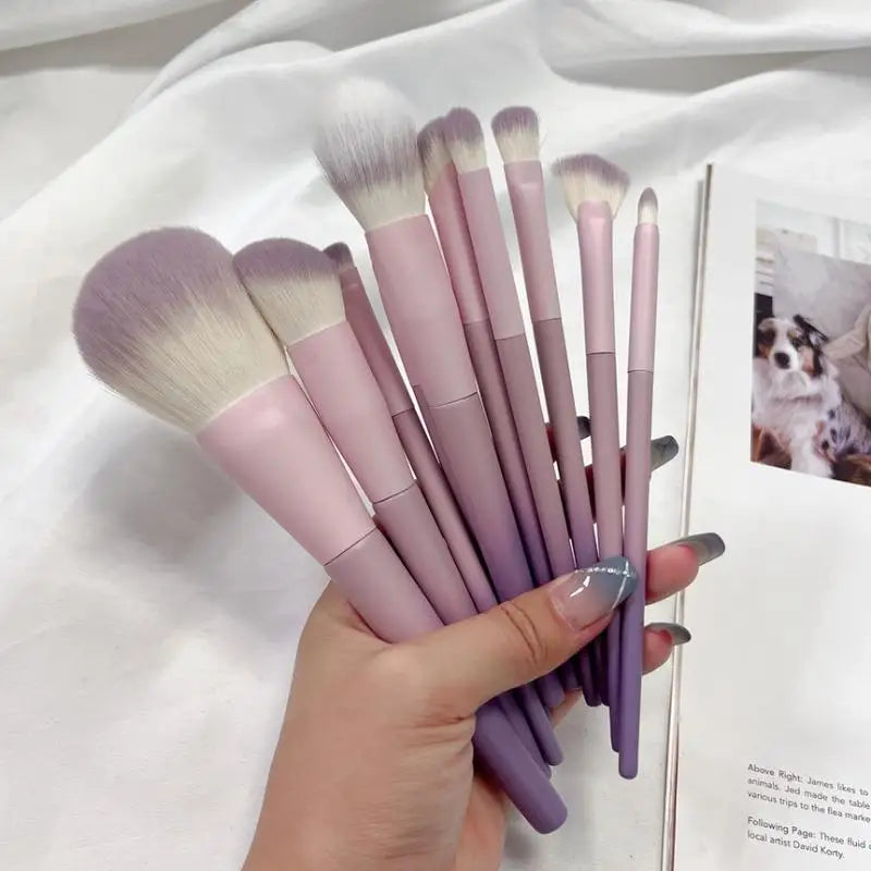 Professional Makeup Brush Kit – 10 Violet Brushes