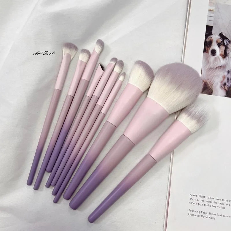 Professional Makeup Brush Kit – 10 Violet Brushes