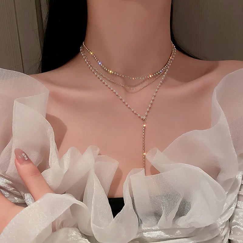 Pearl Choker Necklace – Gold Chain Statement Jewelry