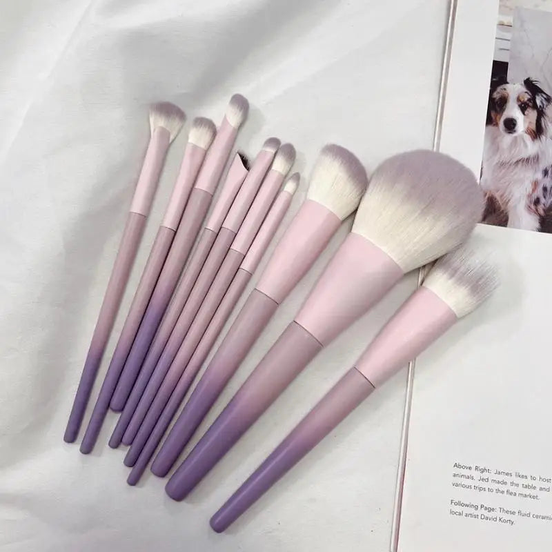 Professional Makeup Brush Kit – 10 Violet Brushes
