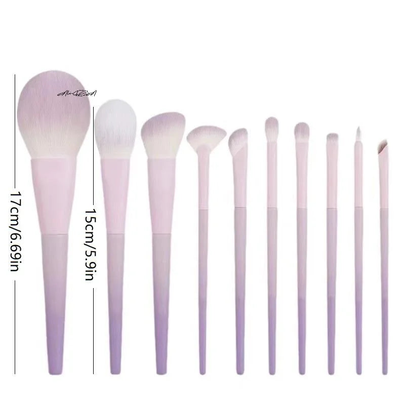 Professional Makeup Brush Kit – 10 Violet Brushes