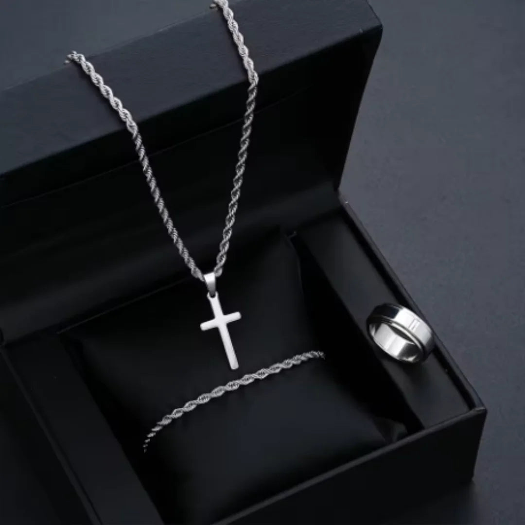 Unisex Jewelry Set – Cross Pendant & Bracelet