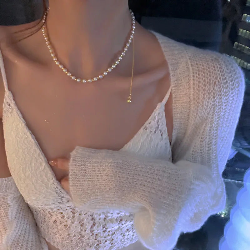 Pearl Choker Necklace – Gold Chain Statement Jewelry