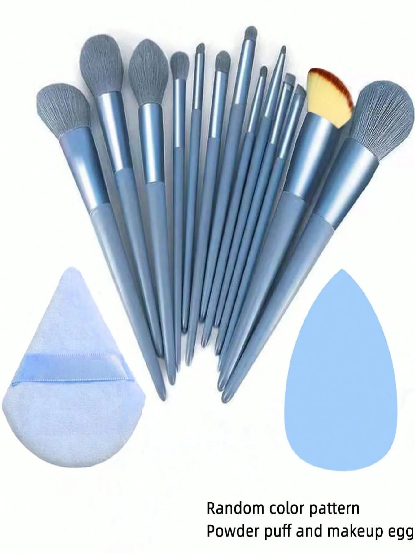 Makeup Brush Set – 13 pieces + Sponge & Powder Puff