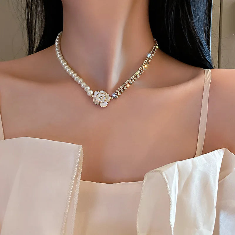 Pearl Choker Necklace – Gold Chain Statement Jewelry