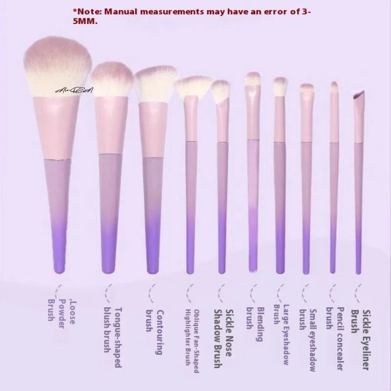 Professional Makeup Brush Kit – 10 Violet Brushes